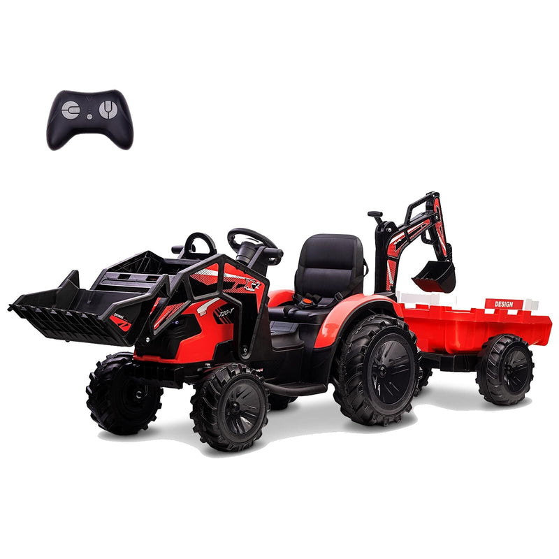 Load image into Gallery viewer, 24V Electric Ride-On Tractor for Kids with Trailer, Excavator and Bulldozer Attachments
