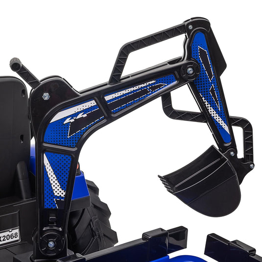 24V Electric Ride-On Tractor for Kids with Trailer, Excavator, and Bulldozer Attachments