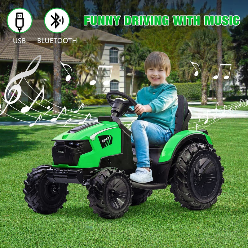 Load image into Gallery viewer, 24V Electric Ride-On Tractor for Kids with Trailer, Excavator, and Bulldozer Attachments
