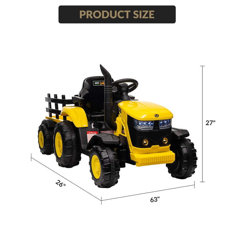 Load image into Gallery viewer, 12V Electric Ride-On Tractor with Trailer for Kids, Battery Powered Vehicle
