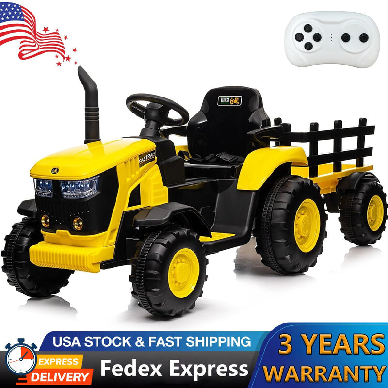 Load image into Gallery viewer, 12V Electric Ride-On Tractor with Trailer for Kids, Battery Powered Vehicle
