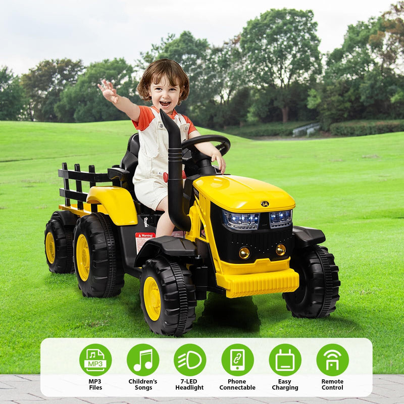 Load image into Gallery viewer, 12V Electric Ride-On Tractor with Trailer for Kids, Battery Powered Vehicle
