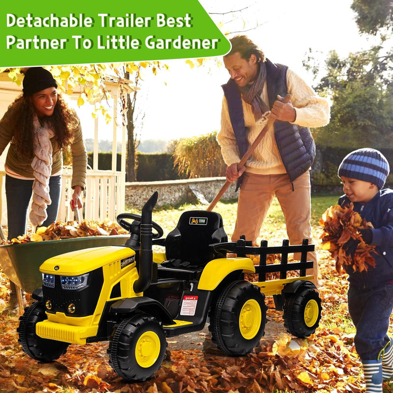 Load image into Gallery viewer, 12V Electric Ride-On Tractor with Trailer for Kids, Battery Powered Vehicle
