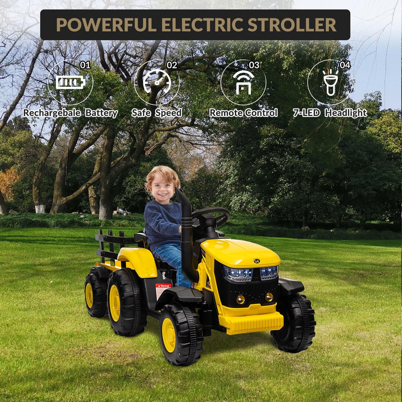 Load image into Gallery viewer, 12V Electric Ride-On Tractor with Trailer for Kids, Battery Powered Vehicle

