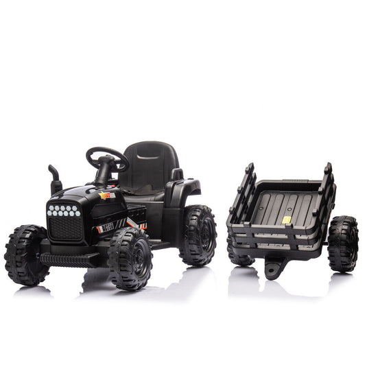 24V Battery-Powered Electric Ride-On Tractor with Trailer and Dual 200W Motors