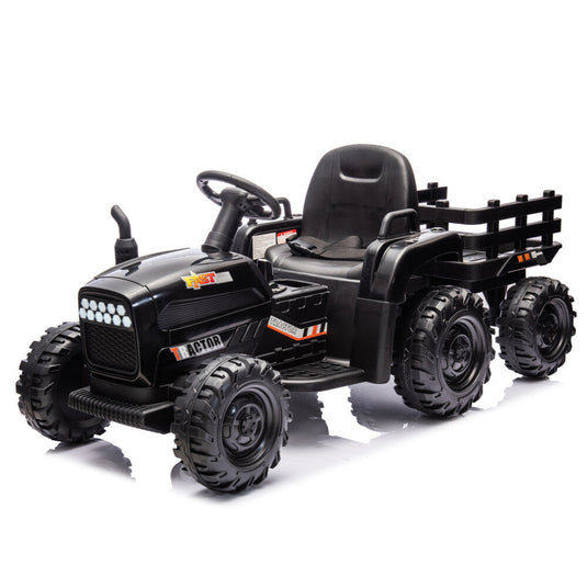 24V Battery-Powered Electric Ride-On Tractor with Trailer and Dual 200W Motors