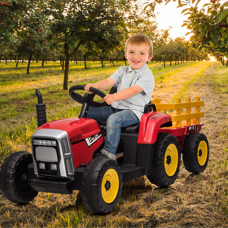 Load image into Gallery viewer, Ride-On Tractor Trailer for Kids with Remote Control and MP3 Player - 12V 35W Toy Gift
