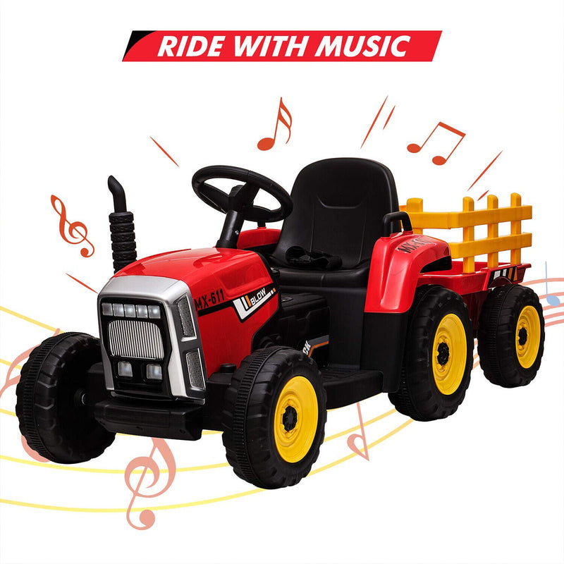 Load image into Gallery viewer, Ride-On Tractor Trailer for Kids with Remote Control and MP3 Player - 12V 35W Toy Gift
