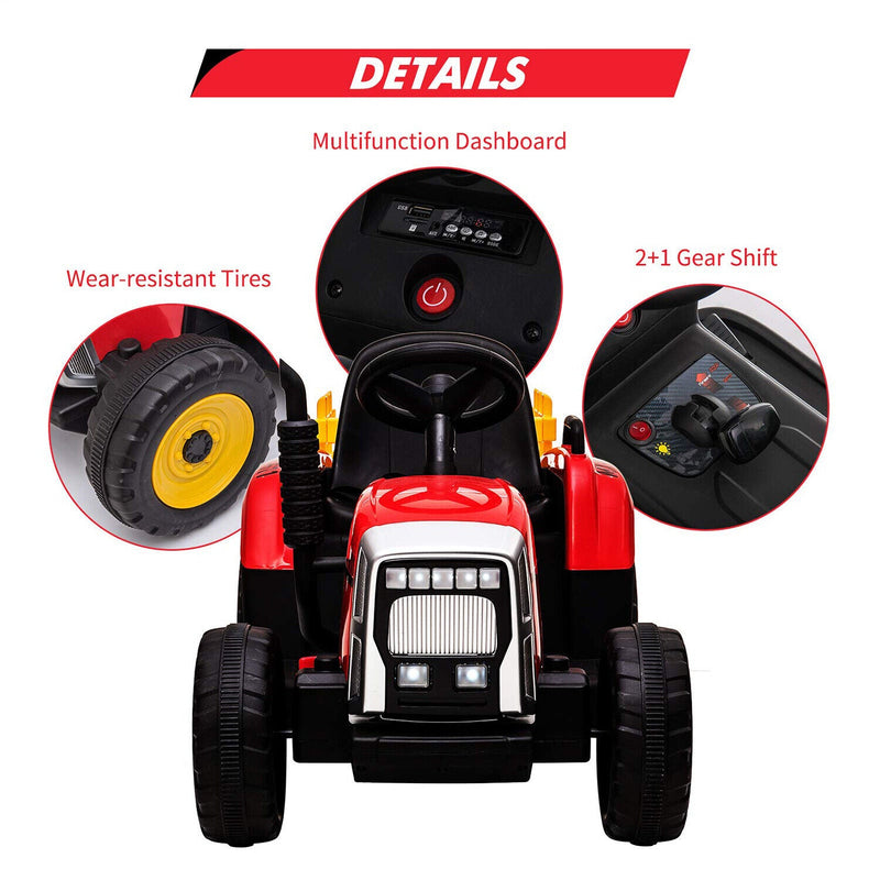 Load image into Gallery viewer, Ride-On Tractor Trailer for Kids with Remote Control and MP3 Player - 12V 35W Toy Gift
