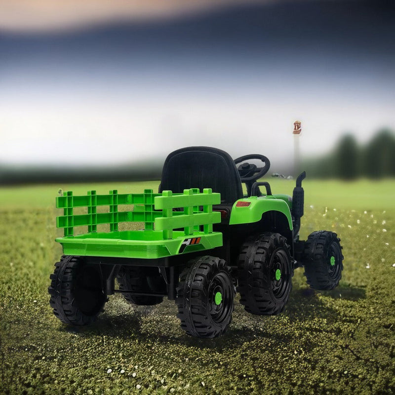 Load image into Gallery viewer, 12V Battery-Powered Ride-On Electric Tractor Toy with Trailer and Remote Control

