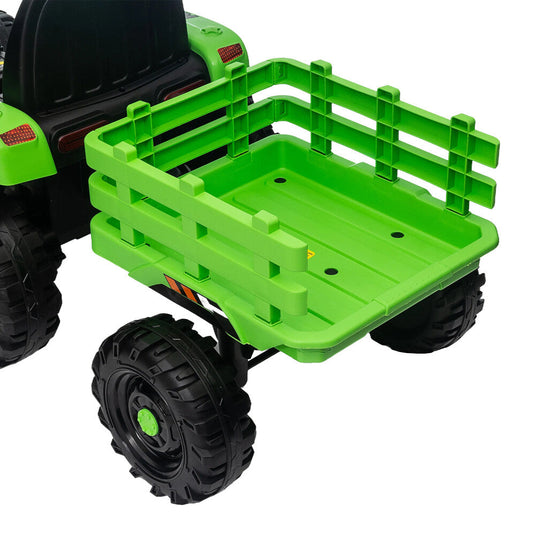 12V Battery-Powered Ride-On Electric Tractor Toy with Trailer and Remote Control