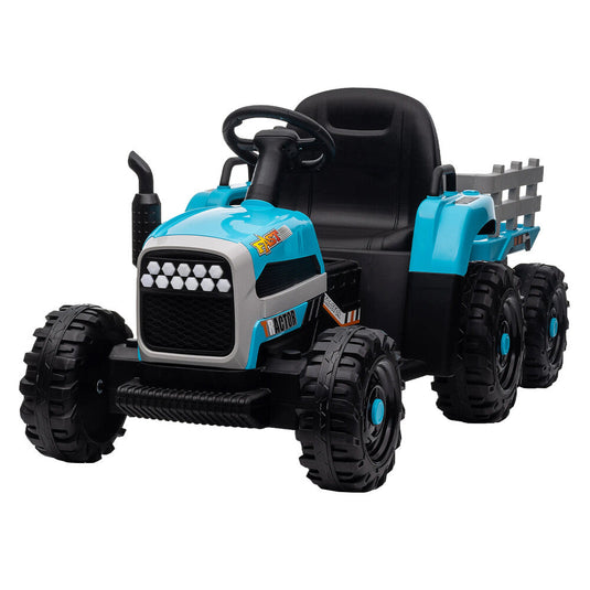 12V Battery-Powered Ride-On Electric Tractor Toy with Trailer and Remote Control