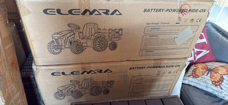 Load image into Gallery viewer, 24V Battery-Powered Electric Ride-On Tractor with Trailer Toy
