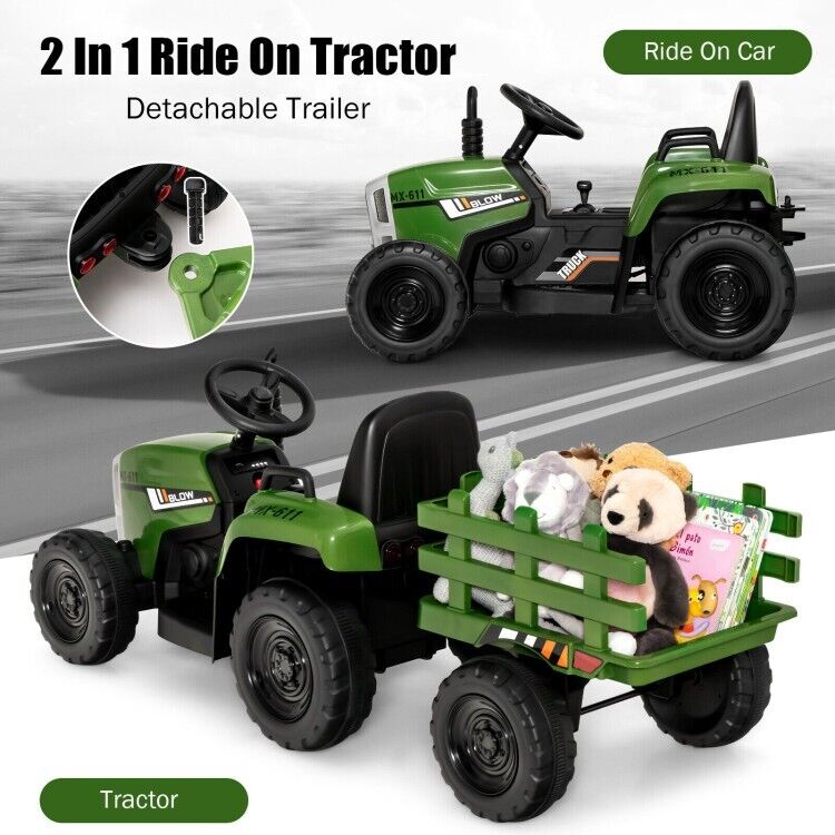 Load image into Gallery viewer, Ride-On Tractor with Trailer and Remote Control for Kids 3+ Years with Lights
