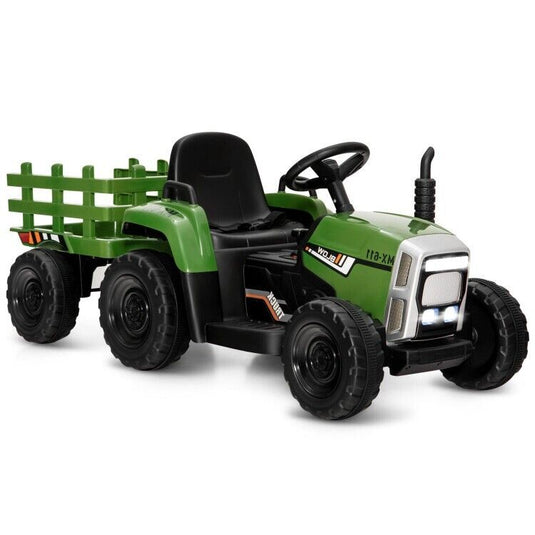 Ride-On Tractor with Trailer and Remote Control for Kids 3+ Years with Lights