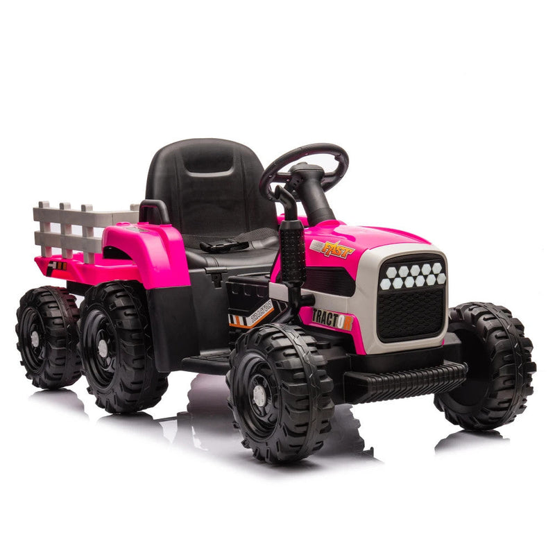 Load image into Gallery viewer, 24V Battery-Powered Ride-On Electric Tractor Toy with Trailer and Dual 200W Motors
