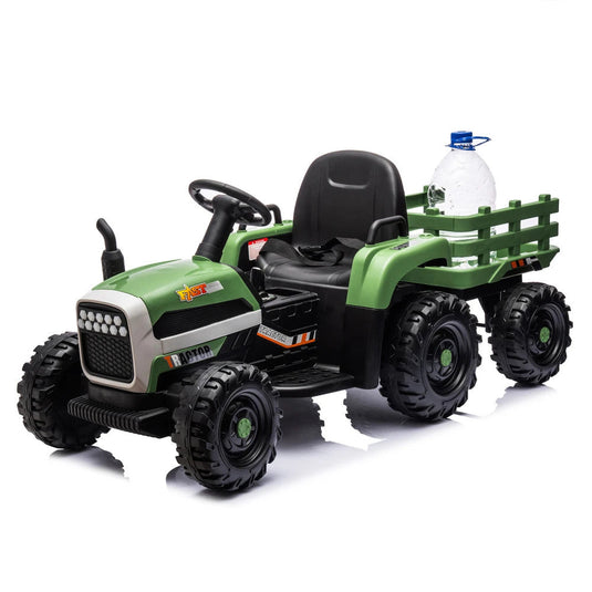 24V Battery-Powered Ride-On Electric Tractor Toy with Trailer and Dual 200W Motors