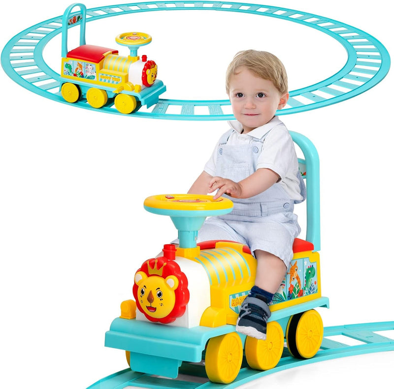 Load image into Gallery viewer, Electric 6V Ride-On Train Toy with 16-Piece Track Set for Kids
