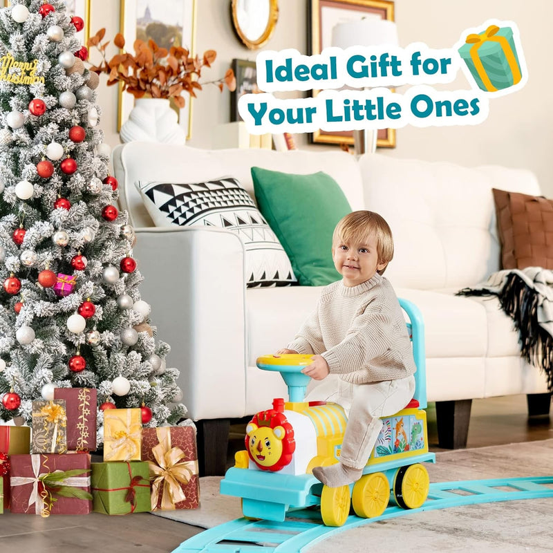 Load image into Gallery viewer, Electric 6V Ride-On Train Toy with 16-Piece Track Set for Kids
