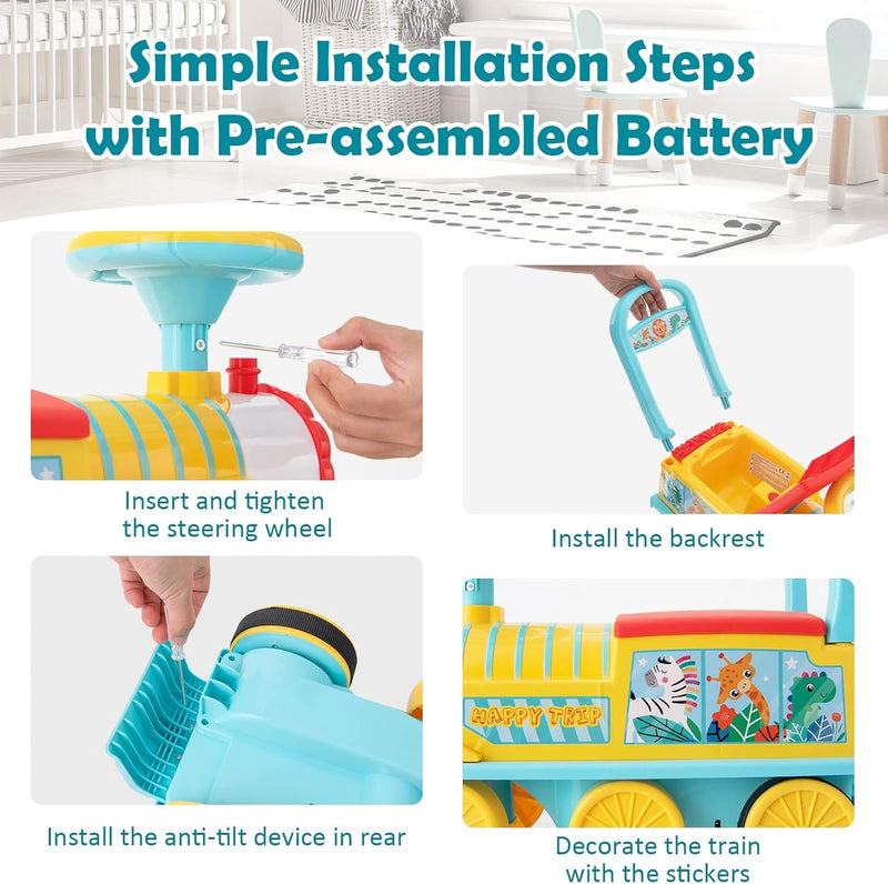 Load image into Gallery viewer, Electric 6V Ride-On Train Toy with 16-Piece Track Set for Kids
