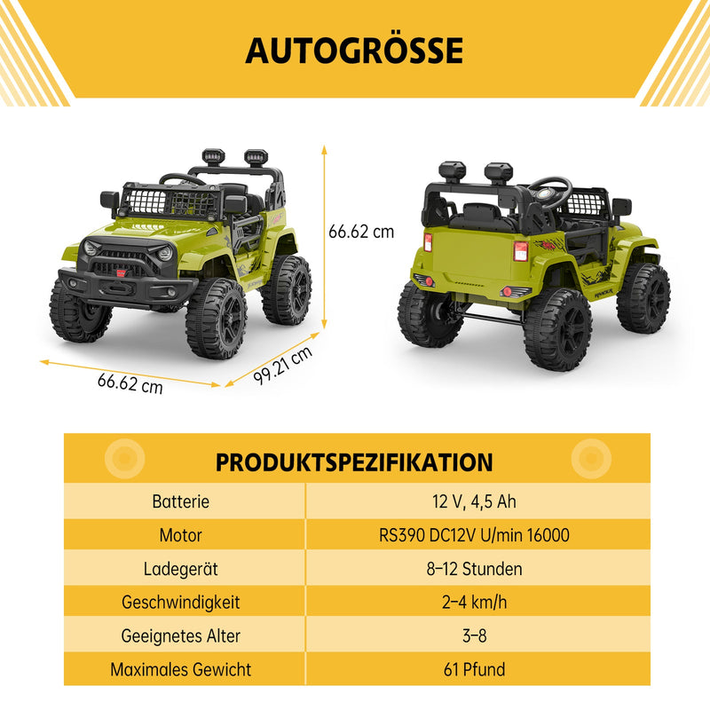 Load image into Gallery viewer, 12V Battery-Powered Electric Ride-On Truck with Remote Control and LED Lights
