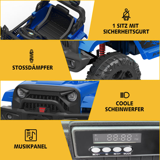 12V Battery-Powered Electric Ride-On Truck with Remote Control and LED Lights