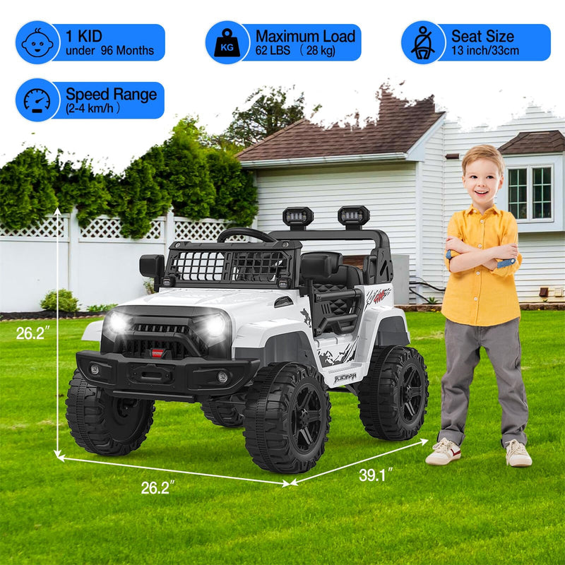 Load image into Gallery viewer, 12V Kids Ride-On Truck with Parent Remote Control, LED Lights, AUX Port, and Dual Speakers
