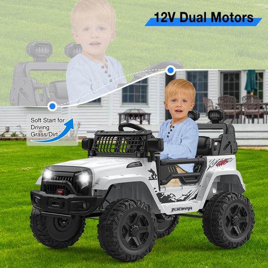 12V Kids Electric Ride-On Truck and Car with Parent Remote Control and LED Lights