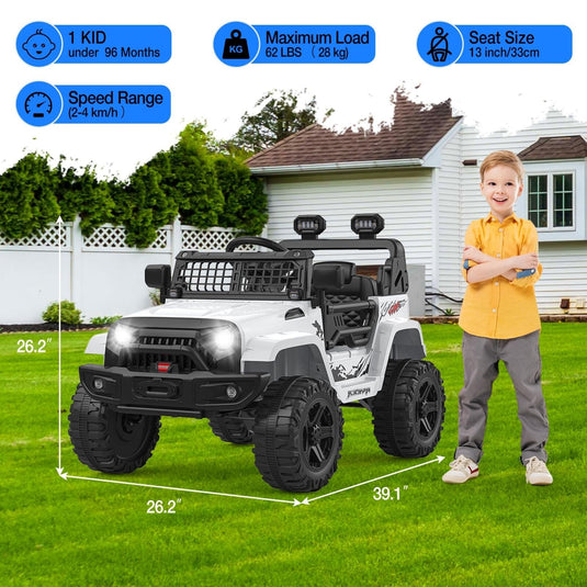12V Kids Electric Ride-On Truck and Car with Parent Remote Control and LED Lights