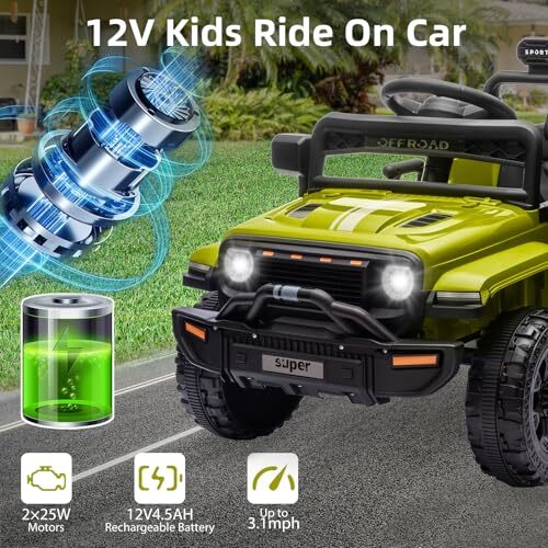 Load image into Gallery viewer, 12V Ride-On Truck Car Toy with Parent Remote Control for Kids Ages 3-5
