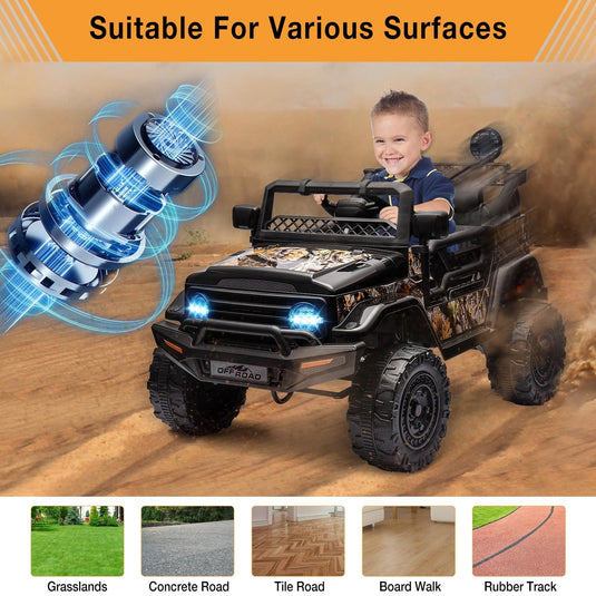 12V Battery-Powered Electric Ride-On Truck Car for Kids with Music and Remote Control