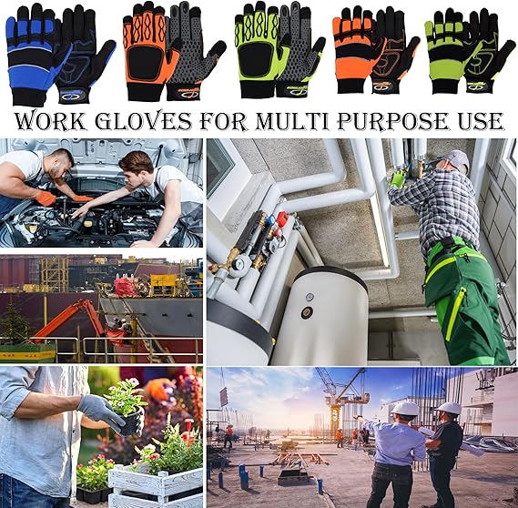 Men’s Heavy Duty Work Gloves Utility Mechanic Touchscreen - Safety Gloves
