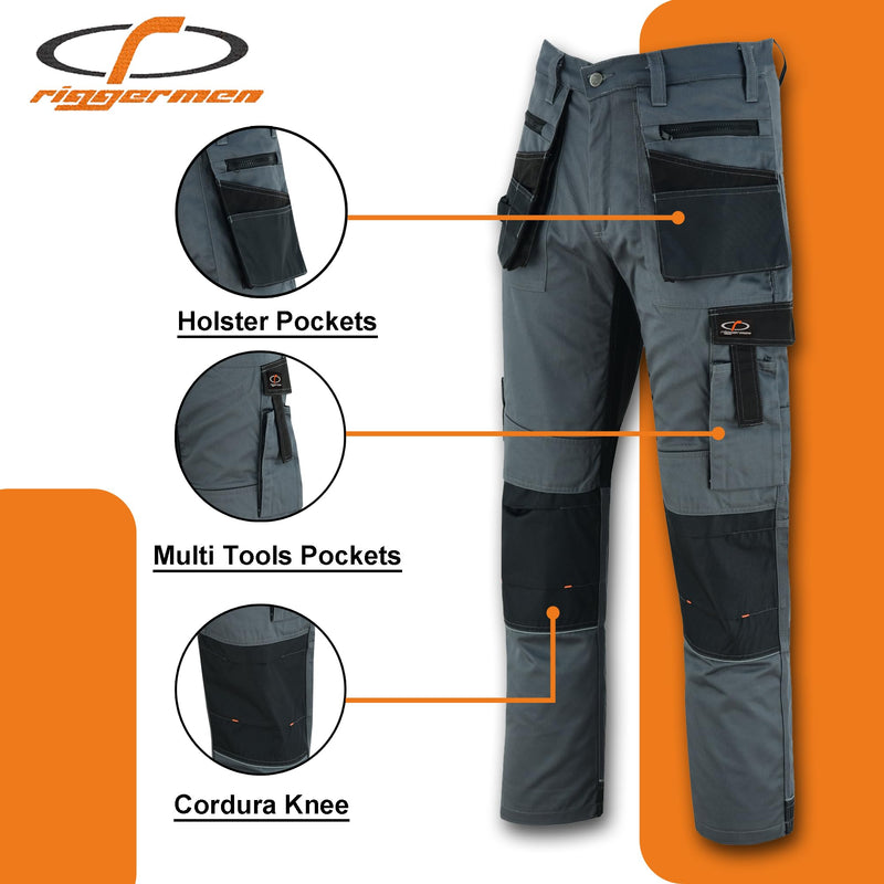 Load image into Gallery viewer, Riggermen Mens Work Pants Lightweight Cargo Tactical Trouser with Holster Pockets Relaxed Fit Safety Pants for Construction
