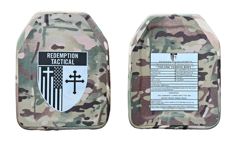 Load image into Gallery viewer, PAIR (2 Plates) FRONT AND BACK (SIZE SMALL) 8x10 Level IV Ballistic Front or Back Plate (Curved with Shooters Cut)
