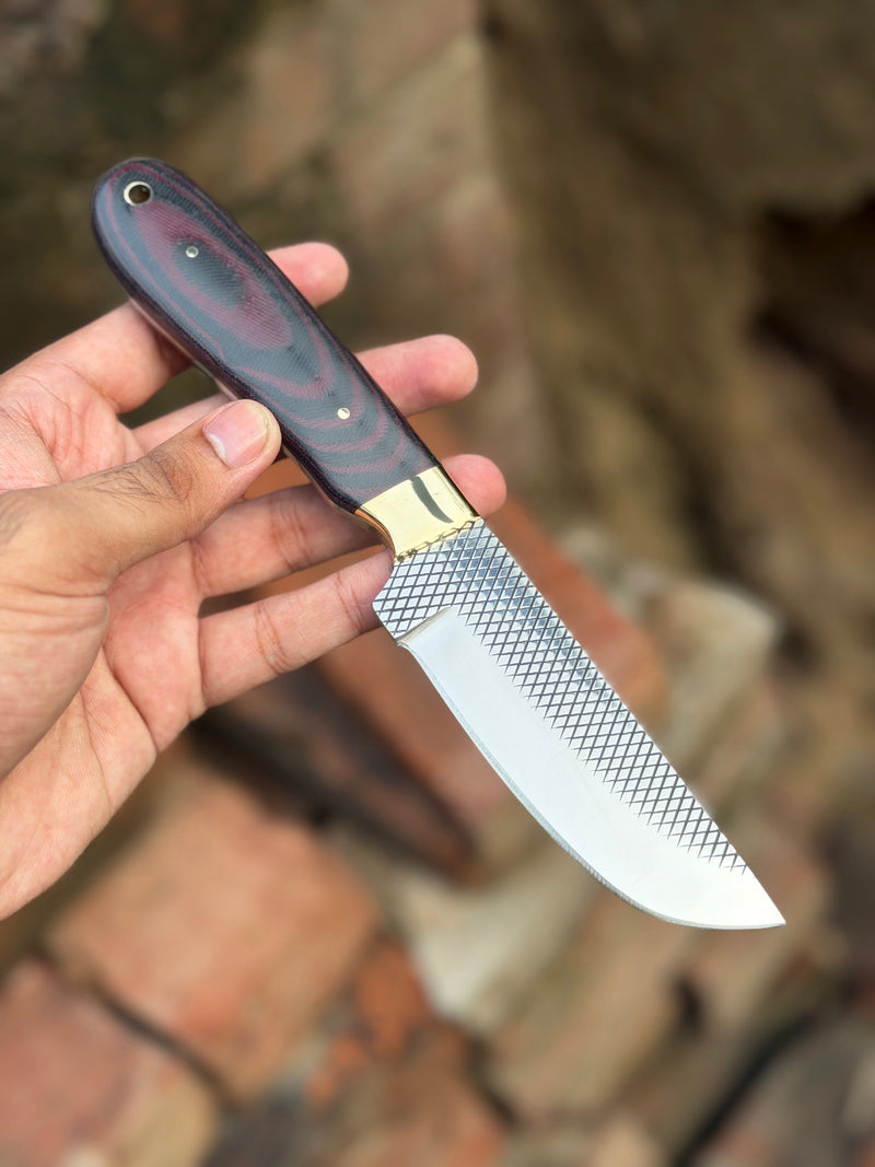 Load image into Gallery viewer, Handmade Kaliay Ember Rasp Knife 9" with red and black swirl handle
