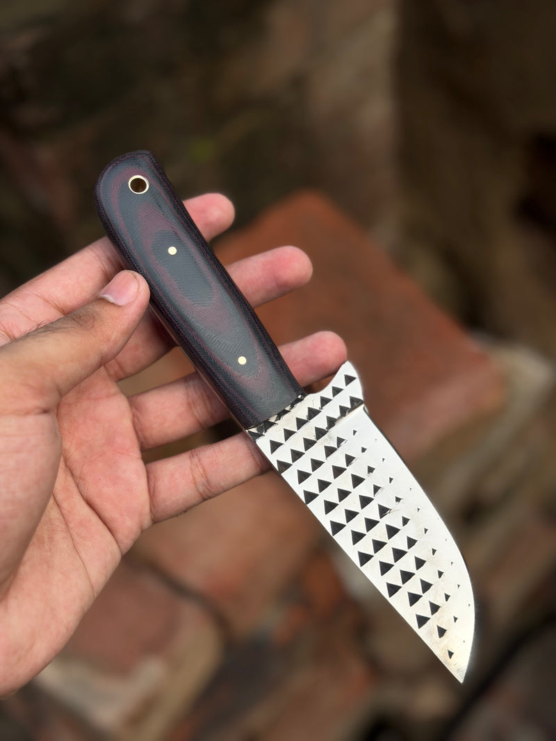 Load image into Gallery viewer, Handmade Kaliay Ember Rasp Knife 9" with red and black swirl handle
