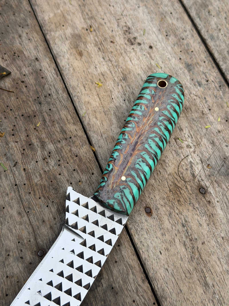 Load image into Gallery viewer, Handmade Turquoise Marble Chef Knife 7" turquoise resin handle
