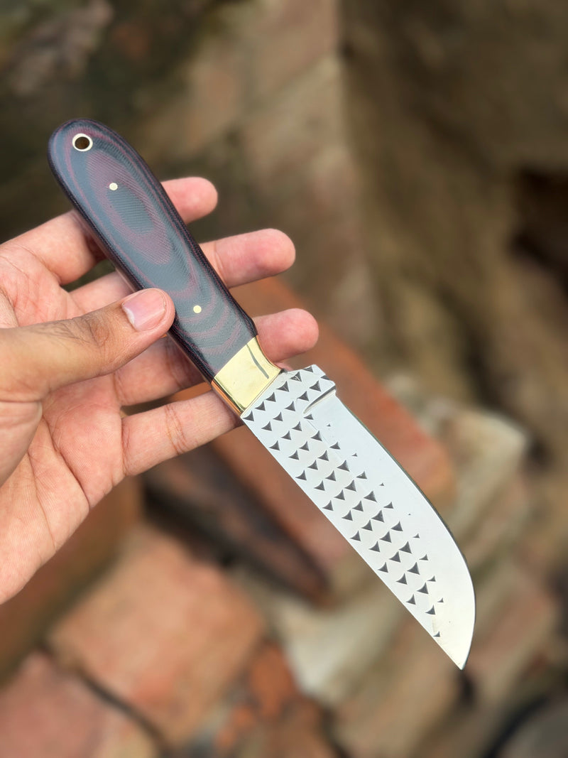 Load image into Gallery viewer, Handmade Kaliay Ember Rasp Knife 9" with red and black swirl handle

