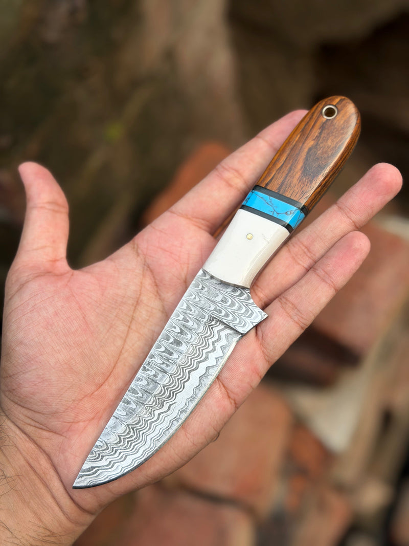 Load image into Gallery viewer, Handmade Turquoise Vein Skinner Knife 10" with twist wood handle
