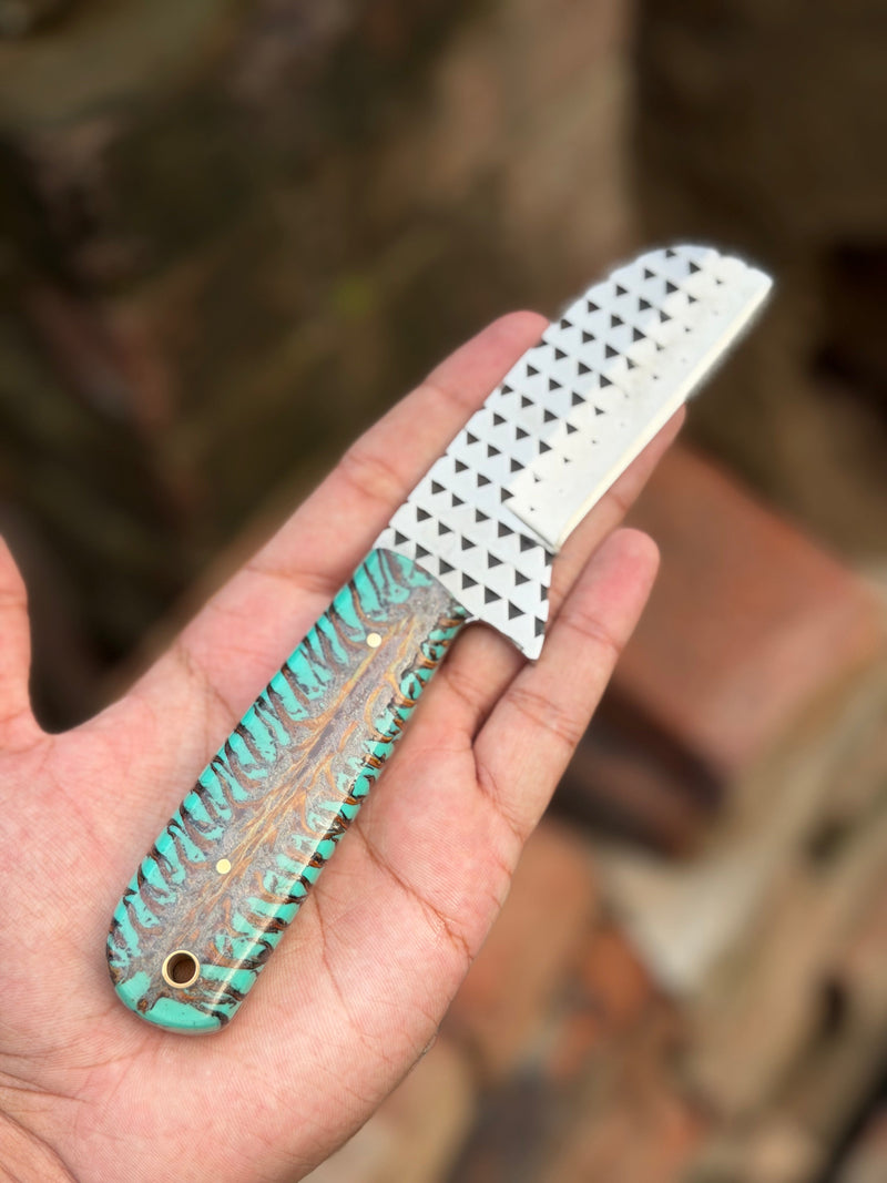 Load image into Gallery viewer, Handmade Turquoise Ridge Chef Knife 8" with turquoise and brown swirl resin handle
