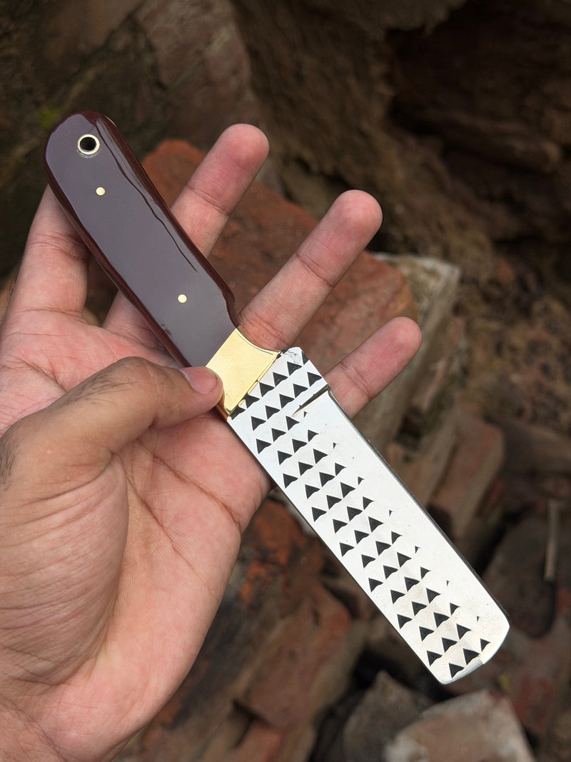 Load image into Gallery viewer, Handmade Redwood Trail Bull Cutter Knife 8" with dark red wood handle
