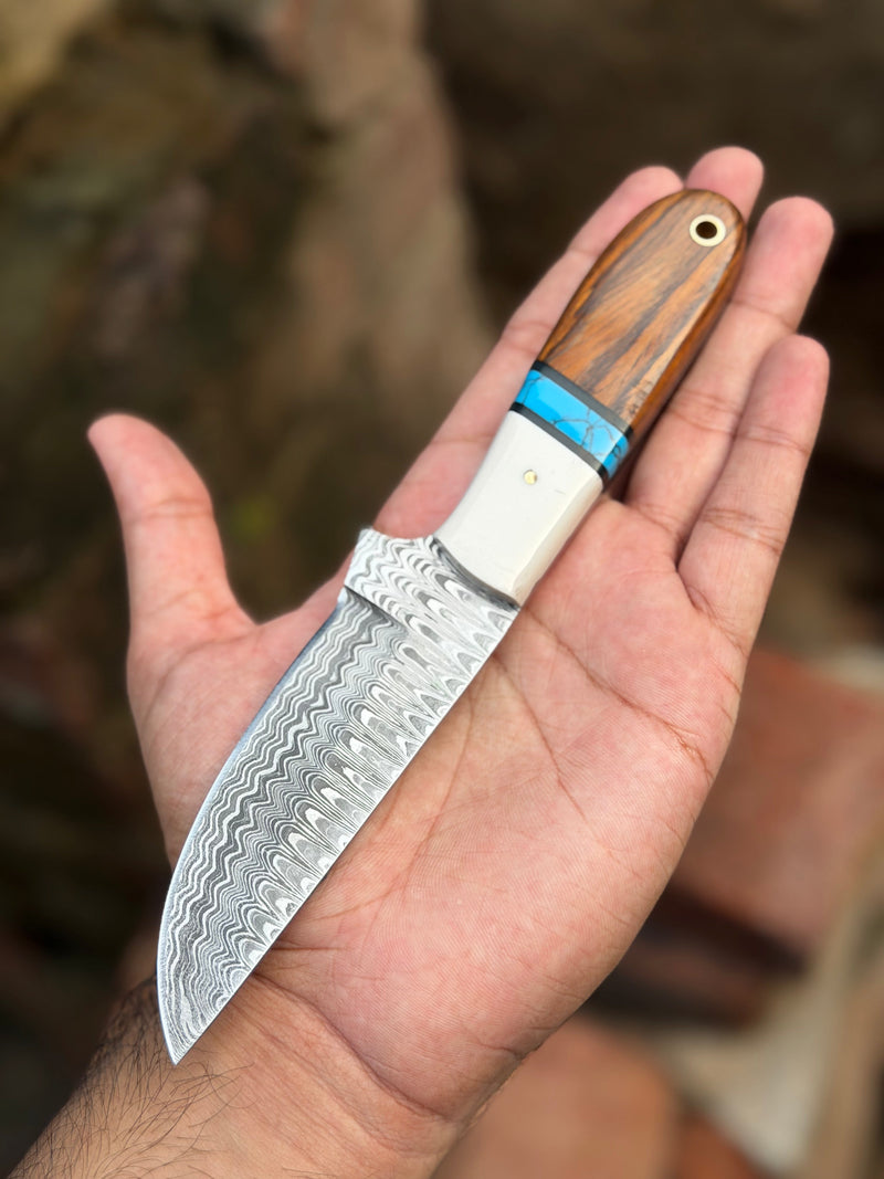 Load image into Gallery viewer, Handmade Turquoise Vein Skinner Knife 10" with twist wood handle
