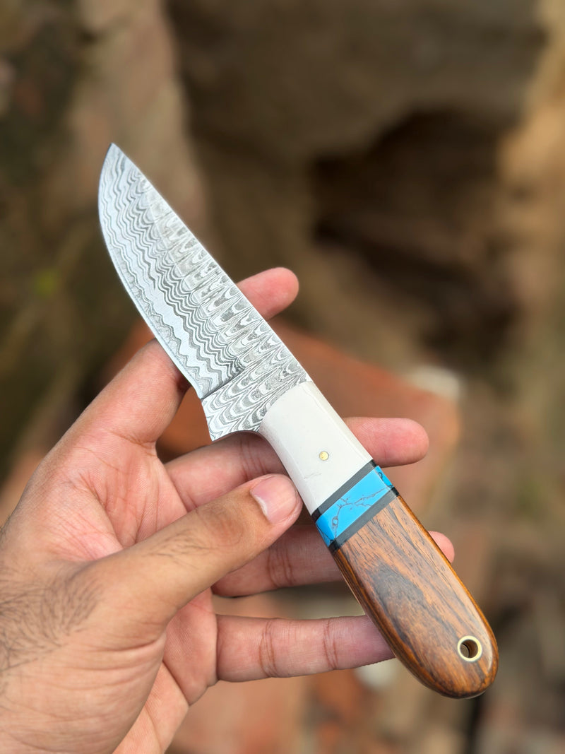 Load image into Gallery viewer, Handmade Turquoise Vein Skinner Knife 10" with twist wood handle
