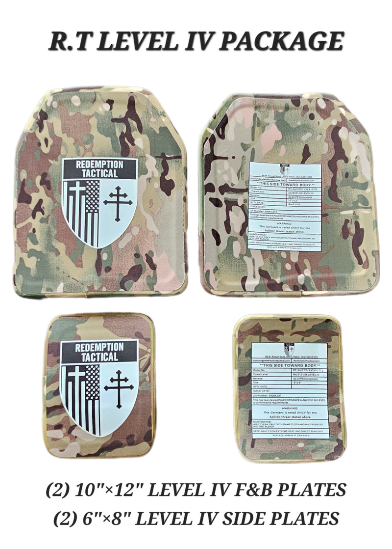 Load image into Gallery viewer, Redemption Tactical CRUSADER 2.0® V4 ARMOR FULL KIT COMBO PACKAGE LIGHTWEIGHT LEVEL IV  (2) 10x12 Front/Back Plates (2) 6x8 Side Plates (Level IV)
