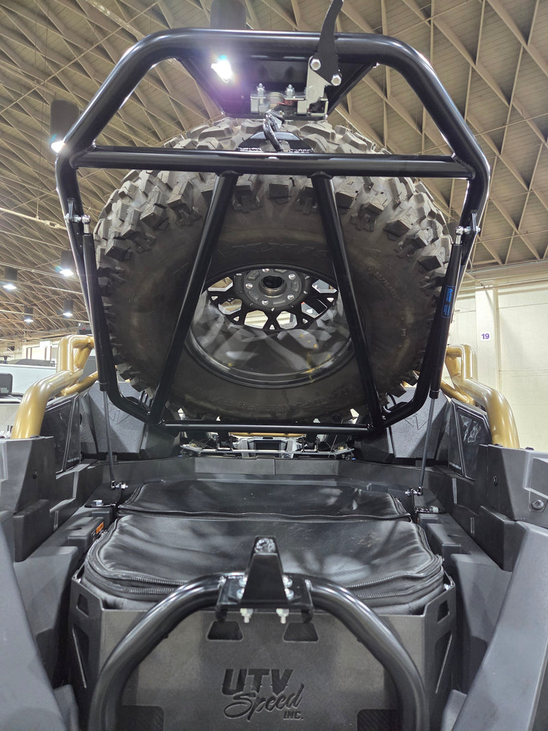 Load image into Gallery viewer, Tire Carrier with shocks for the Polaris Pro R by UTV Speed
