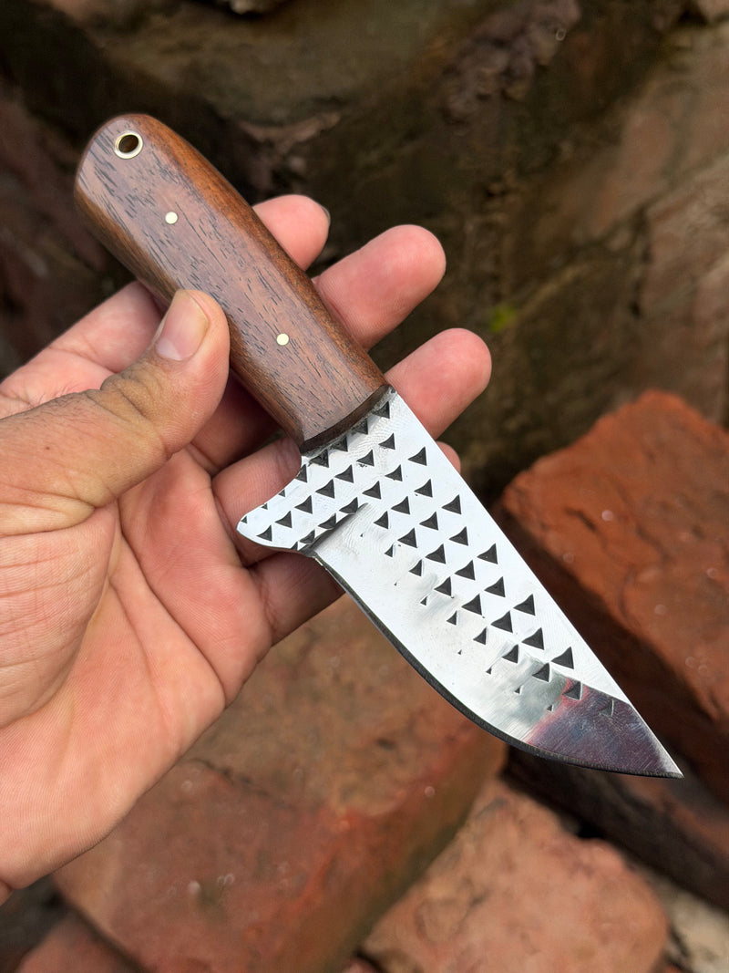 Load image into Gallery viewer, Handmade Heritage Forge Rasp Knife 7" with natural brown solid wood handle
