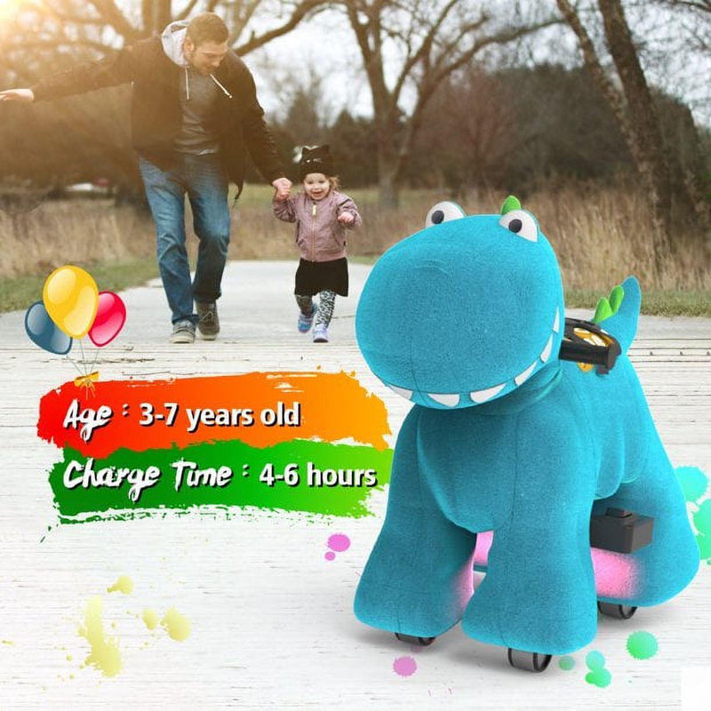 Load image into Gallery viewer, Roaring Dinosaur Plush Ride-On Scooter for Kids with Safety Belt
