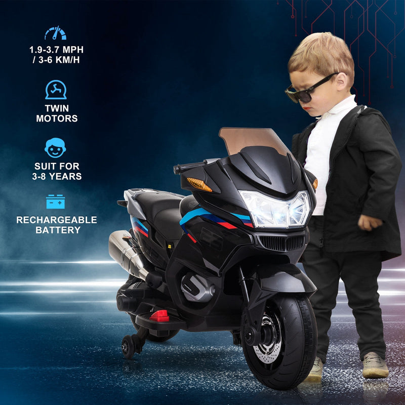 Load image into Gallery viewer, Electric Kids Motorcycle with Sound Effects, Lights, and Engine Design – Black
