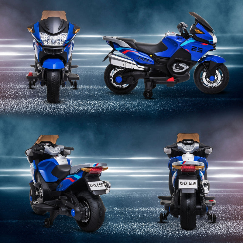 Load image into Gallery viewer, Electric Kids Motorcycle with Sound Effects, Lights, and Music – Blue
