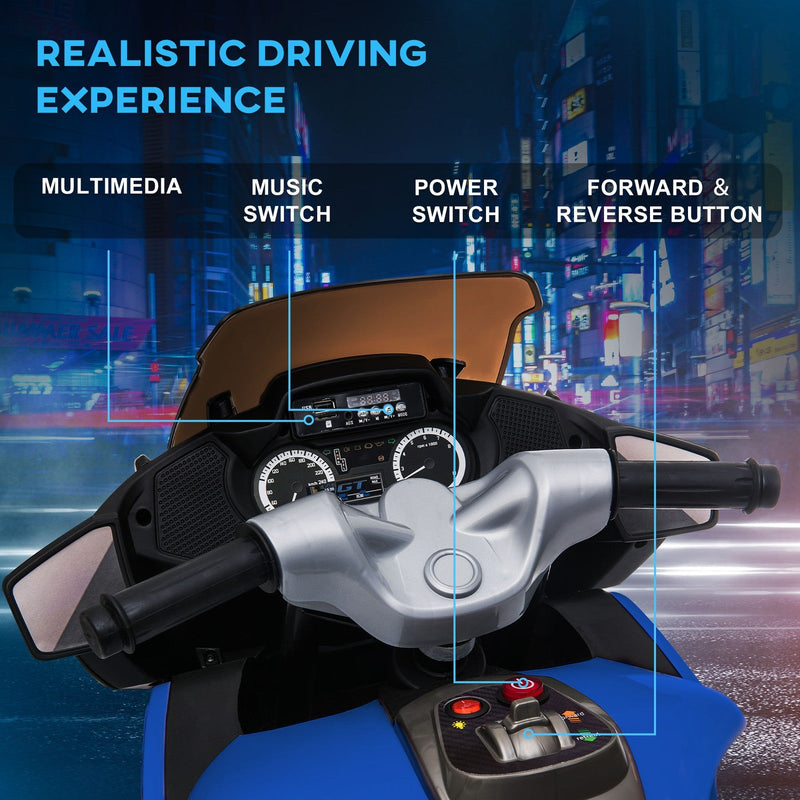 Load image into Gallery viewer, Electric Kids Motorcycle with Sound Effects, Lights, and Music – Blue
